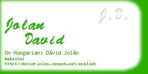 jolan david business card